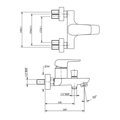 Hindware 2 Way Wall Mixer Fluid F400011 - Chrome Finish
