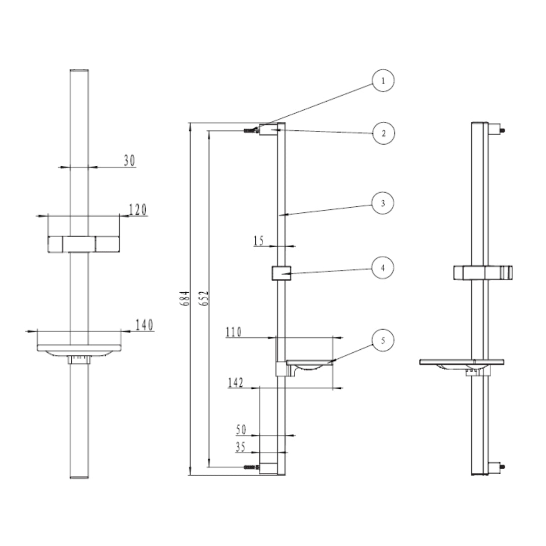American Standard Shower Fitting Sliding Rail F40013-CHADY - Chrome