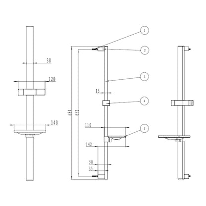 American Standard Shower Fitting Sliding Rail F40013-CHADY - Chrome