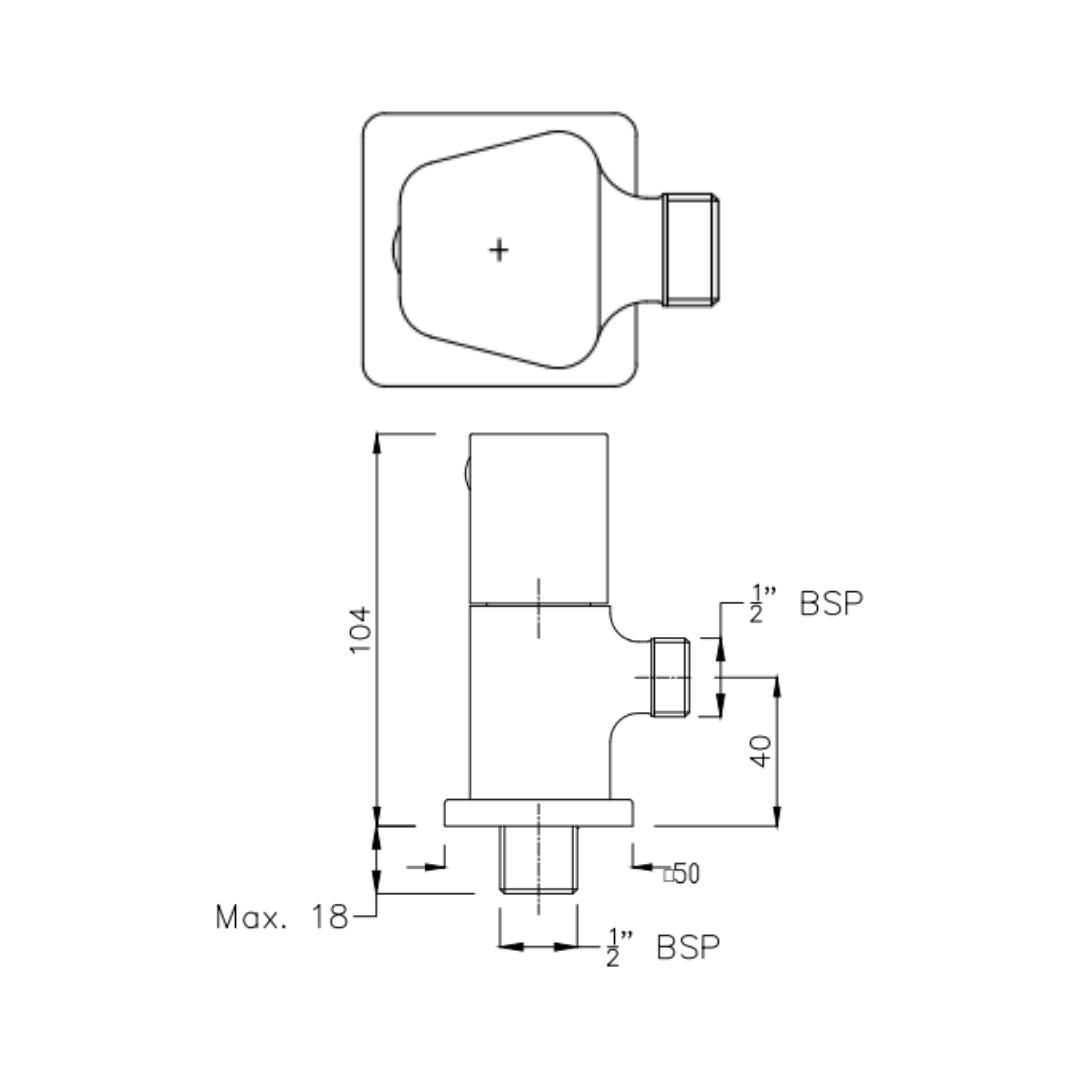 Hindware Basin Area Angle Valve Starc F530043 - Chrome