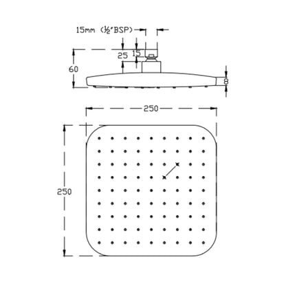 Cera Single Flow Overhead Shower F7010514AB - Chrome