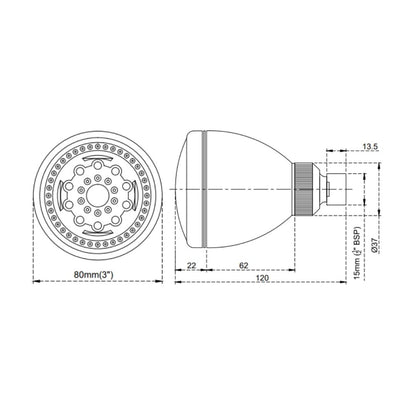 Cera Multi Flow Overhead Shower F7020301AB - Chrome