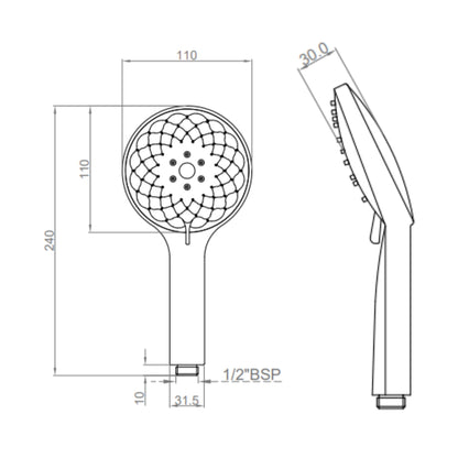 Cera Multi Flow Hand Shower F7030112AB - Chrome