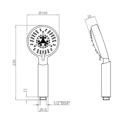 Cera Multi Flow Hand Shower F7030311AB - Chrome