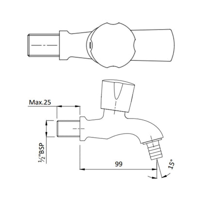 Hindware WC Area Bib Tap Contessa Neo F730040 - Chrome