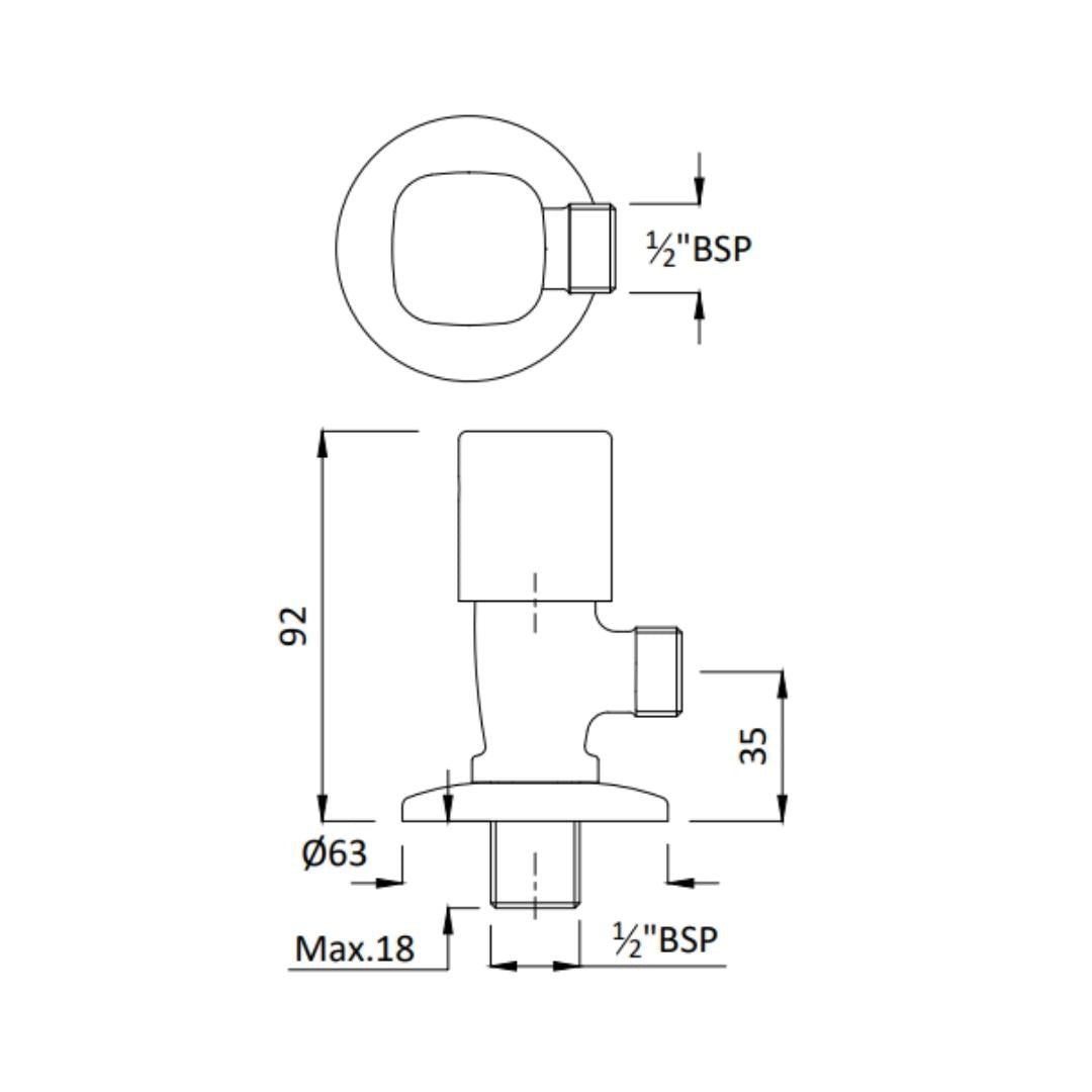 Hindware Basin Area Angle Valve Dove F740039 - Chrome
