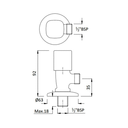Hindware Basin Area Angle Valve Dove F740039 - Chrome