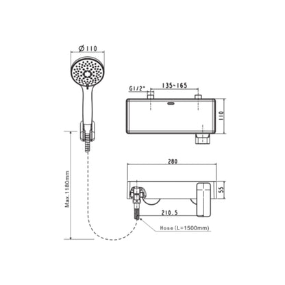 American Standard 1 Way Wall Mixer Acacia E FFAS1312-701500BF0 - Chrome Finish