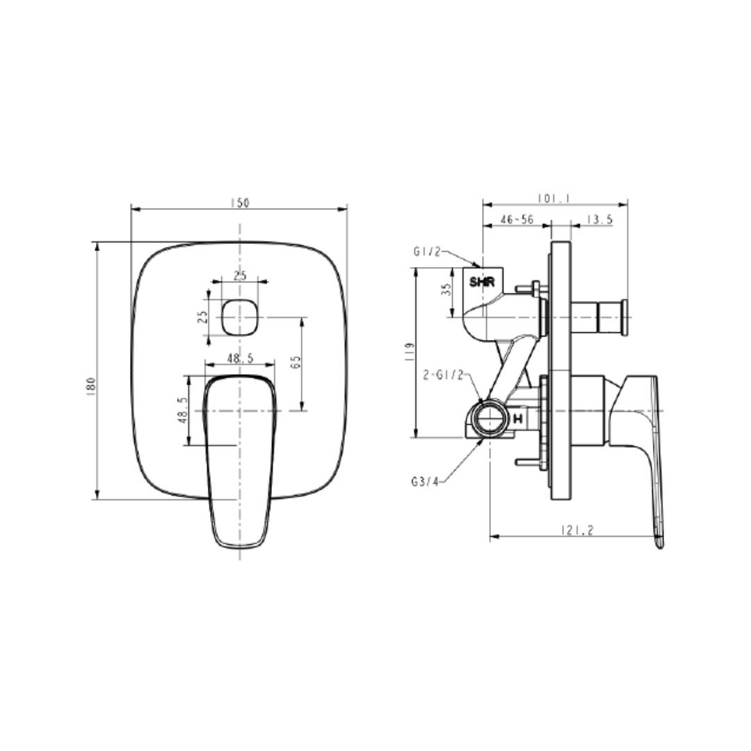 American Standard 2 Way Diverter Signature FFAS1721-609500BC0 - Chrome Finish