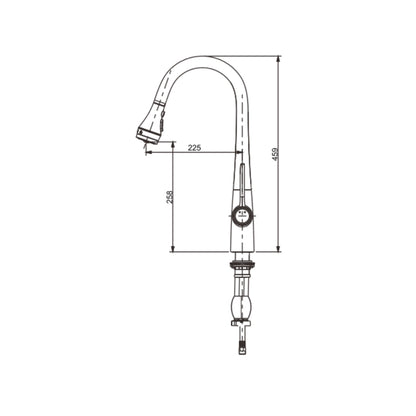 American Standard Table Mounted Pull-Down Kitchen Sink Mixer Edge Water FFAS5634-5015L0BF0 with Extractable Hand Shower Spout in Chrome Finish