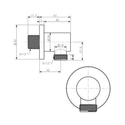 American Standard Shower Fitting Wall Outlet FFAS9140-000500BC0 - Chrome