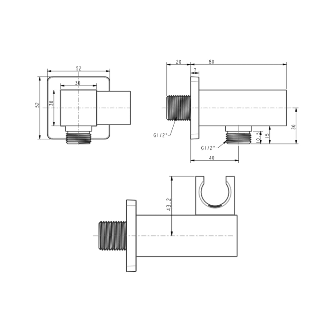American Standard Shower Fitting Wall Outlet FFAS9143-000500BC0 - Chrome