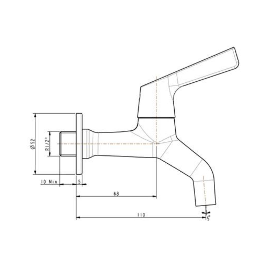 American Standard WC Area Bib Tap Winston FFAST602-000500BF0 - Chrome