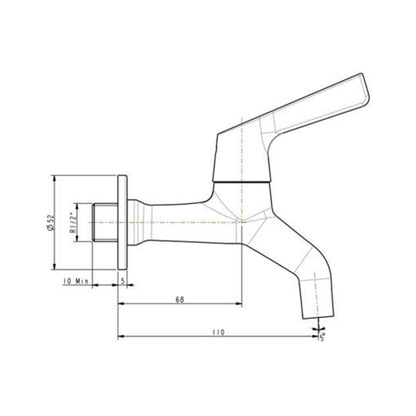 American Standard WC Area Bib Tap Winston FFAST602-000500BF0 - Chrome