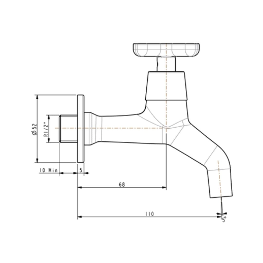 American Standard WC Area Bib Tap Winston FFAST702-000500BF0 - Chrome