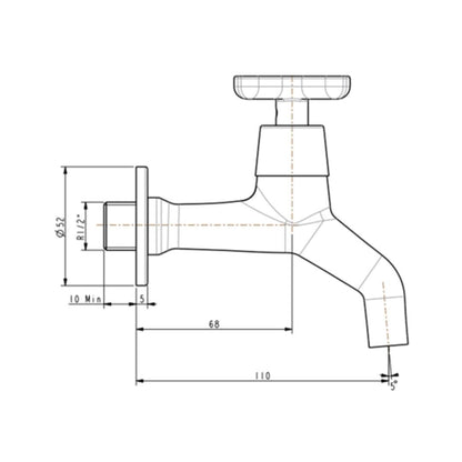 American Standard WC Area Bib Tap Winston FFAST702-000500BF0 - Chrome