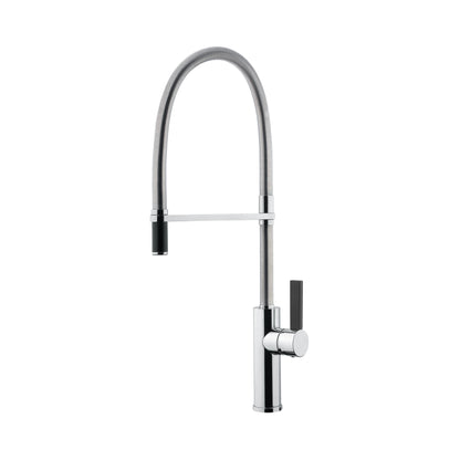 Hafele Table Mounted Semi-Professional Kitchen Sink Mixer FLAMBE-ROUND with Extractable Hand Shower Spout in Chrome Finish