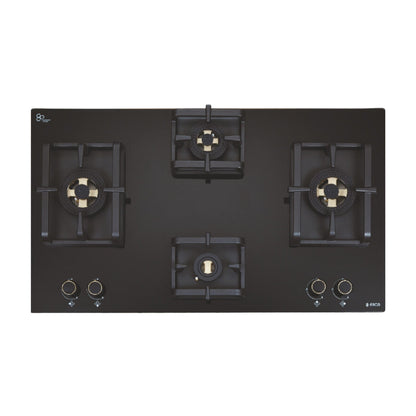 Elica 90 cm Wall Mounted Chimney Ismart Series ISMART SPOT FL HAC 90 LTW NERO + Elica 90 cm 4 Burner Hob DFS PRO FB Series FLEXI DFS PRO FB 4B 91 DX