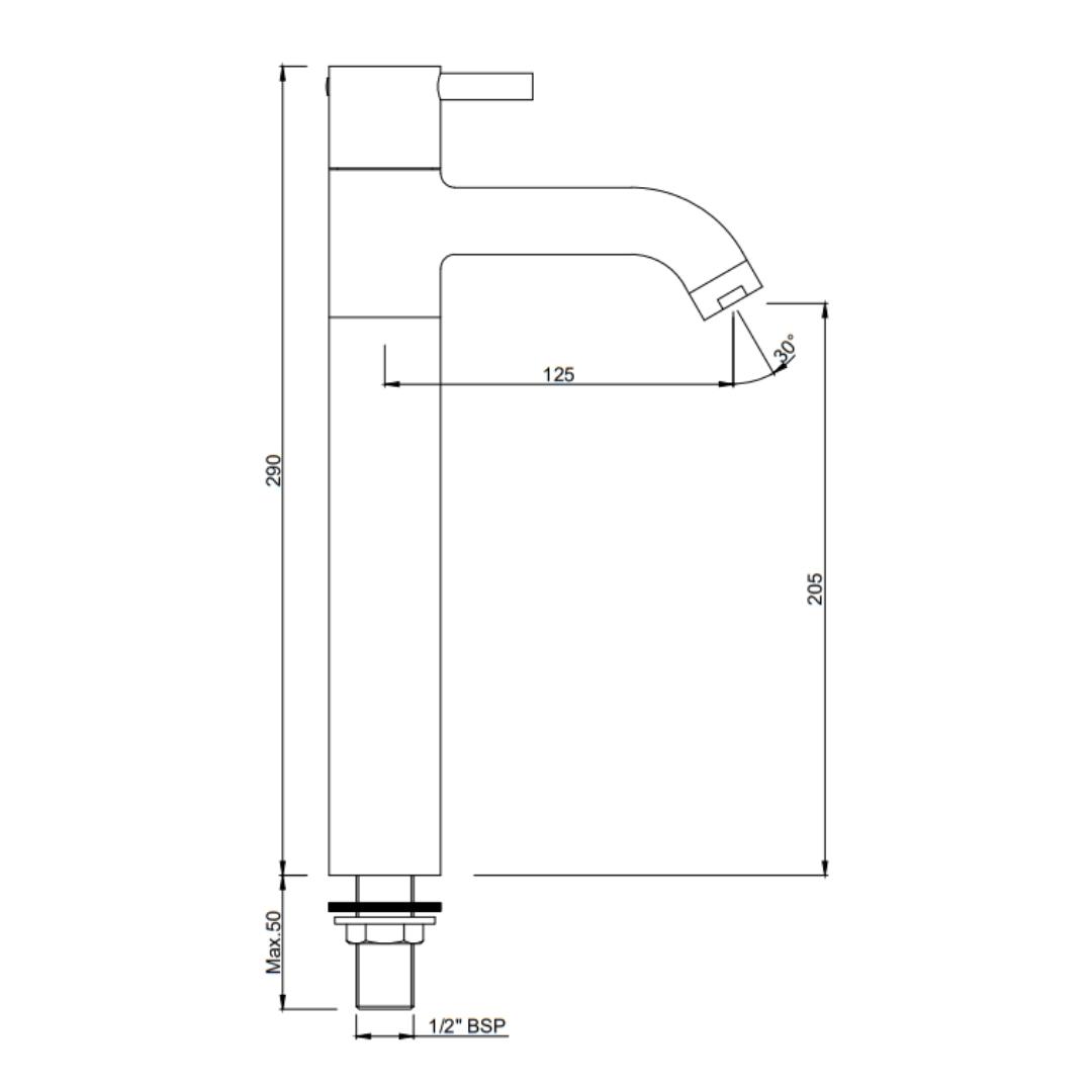 Jaquar Table Mounted Regular Basin Tap Florentine FLR-CHR-5021M - Chrome