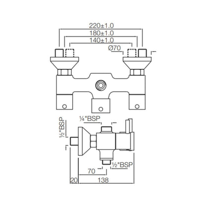 Jaquar 2 Way Wall Mixer Florentine FLR-CHR-5215N Normal Flow - Chrome Finish