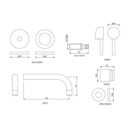 Jaquar Wall Mounted Basin Mixer Florentine FLR-CHR-5231NK - Chrome