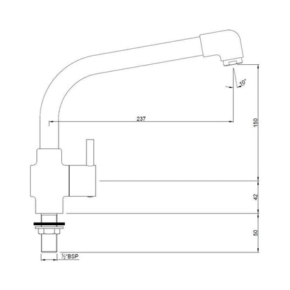 Jaquar Table Mounted Regular Kitchen Sink Tap Florentine FLR-5357SD with Swinging Spout in Chrome Finish
