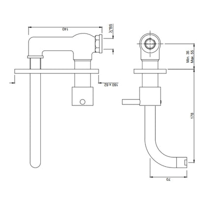 Jaquar Wall Mounted Basin Tap Florentine FLR-CHR-5441NK - Chrome