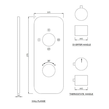 Jaquar 3 Way Thermostatic Diverter Florentine FLR-CHR-5683K Normal Flow - Chrome Finish