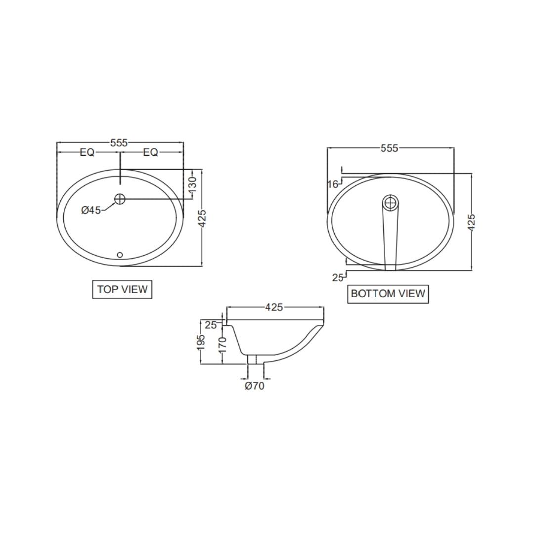 Jaquar - Under Counter Oval White Wash Basin - Florentine - FLS WHT ...