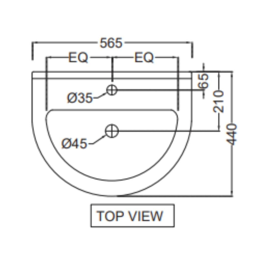 Jaquar - Wall Mounted Semi Circle White Wash Basin - Florentine - FLS ...