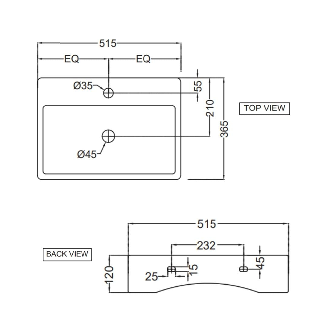 Jaquar - Table Top Rectangle White Wash Basin - Florentine - FLS WHT ...