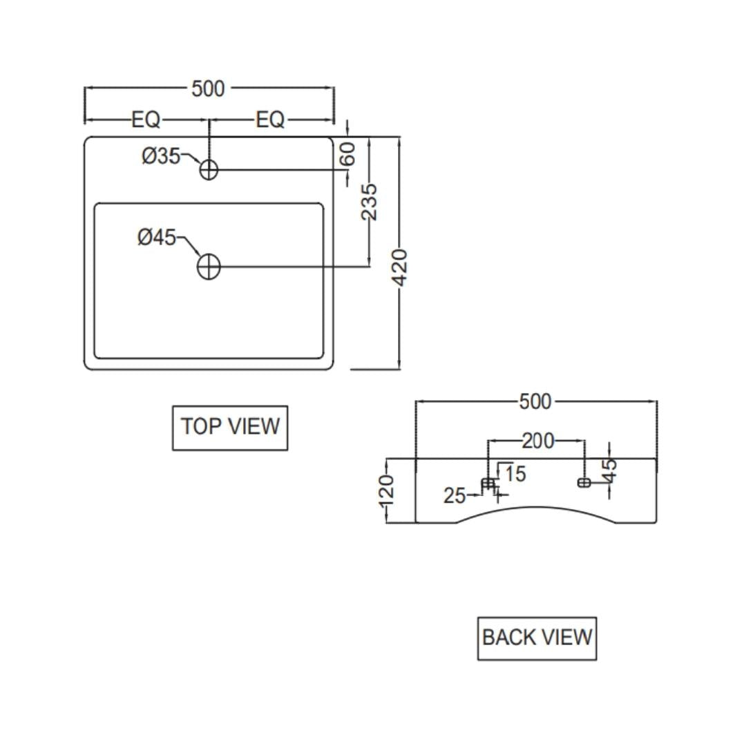 Jaquar - Table Top Rectangle White Wash Basin - Florentine - FLS WHT ...