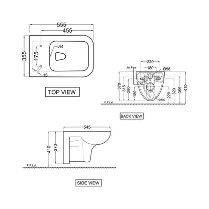 Jaquar Wall Mounted White Closet WC Florentine FLS-WHT-5953JUFSM with P ...