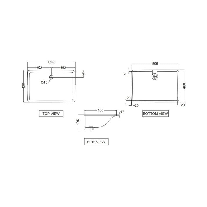 Jaquar - Under Counter Rectangle White Wash Basin - Fonte - FNS WHT ...