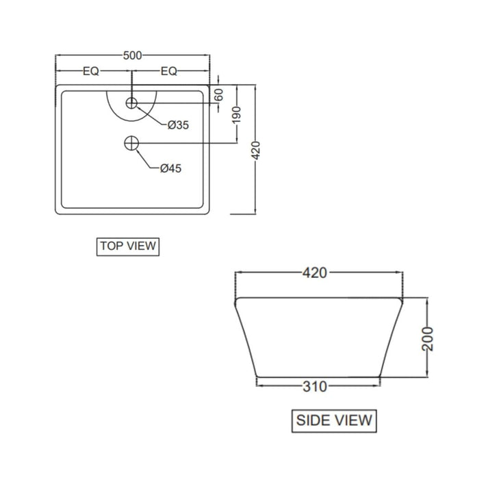 Jaquar - Table Top Rectangle White Wash Basin - Fonte - FNS WHT 40931 ...