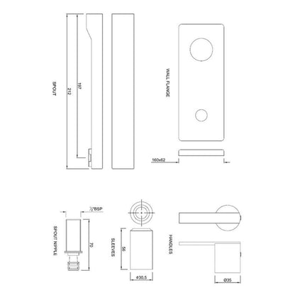 Jaquar Wall Mounted Basin Tap Fonte FON-CHR-40441K - Chrome