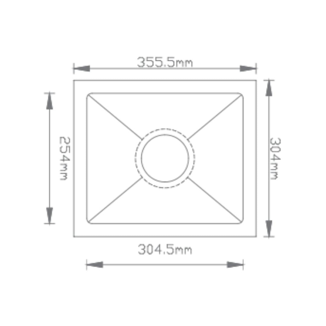 Futura Stainless Steel Sink Hand Carved Series SINGLE BOWL FS 1412 HM ( 14 x 12 inches ) - Brush