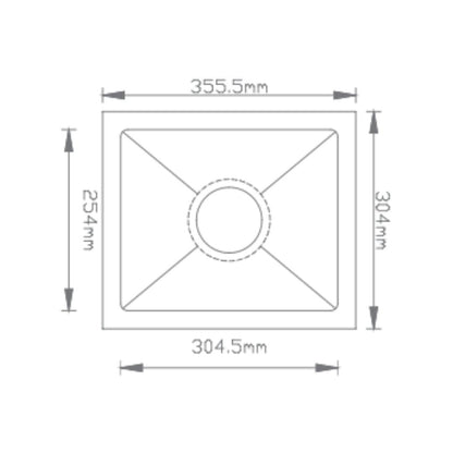 Futura Stainless Steel Sink Hand Carved Series SINGLE BOWL FS 1412 HM ( 14 x 12 inches ) - Brush