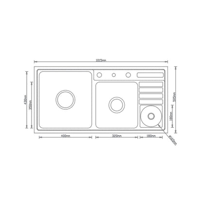 Futura Stainless Steel Sink Designer Series DOUBLE BOWL FS 202 ( 36.5 x 18 inches ) - Satin