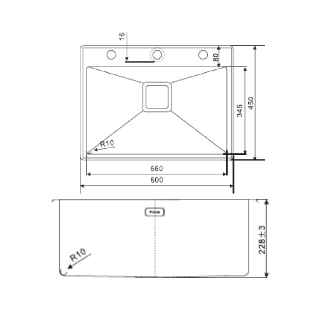 Futura Stainless Steel Sink Intelligent Series SINGLE BOWL FS 2418 IS ( 24 x 18 inches ) - Brush
