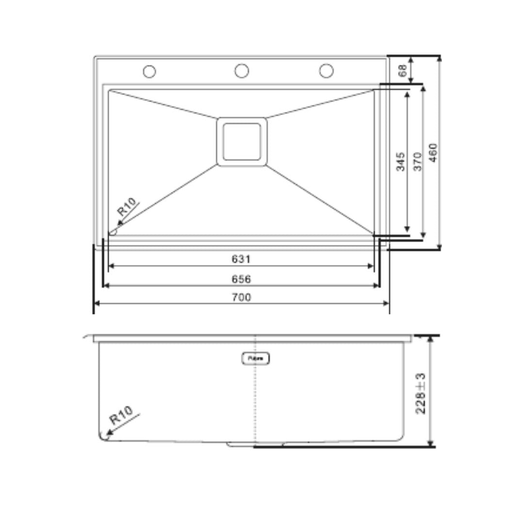 Futura Stainless Steel Sink Intelligent Series SINGLE BOWL FS 2718 IS ( 27 x 18 inches ) - Brush
