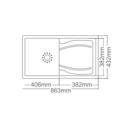 Futura Quartz Sink Natural Quartz Series FS 3417 NQ ( 34 x 17 inches )  -  Black