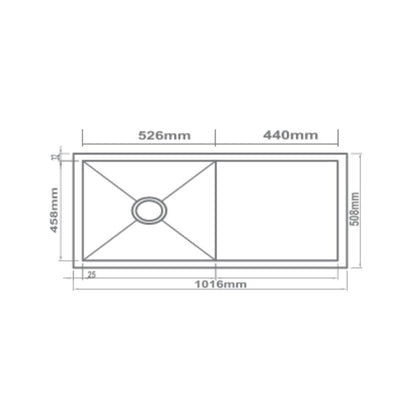 Futura Stainless Steel Sink Hand Carved Series SINGLE BOWL WITH DRAIN BOARD FS 4020 HM ( 40 x 20 inches ) - Brush