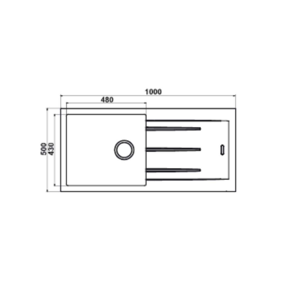 Futura Quartz Sink Natural Quartz Series FS 4020 NQ ( 40 x 20 inches )  -  Grey