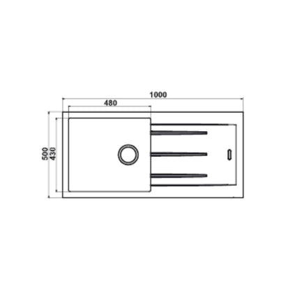 Futura Quartz Sink Natural Quartz Series FS 4020 NQ ( 40 x 20 inches )  -  Grey