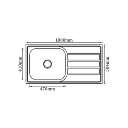 Futura Stainless Steel Sink Dura Series DURA SINGLE BOWL WITH DRAIN BOARD FS 4020 -P ( 40 x 20 inches ) - Satin
