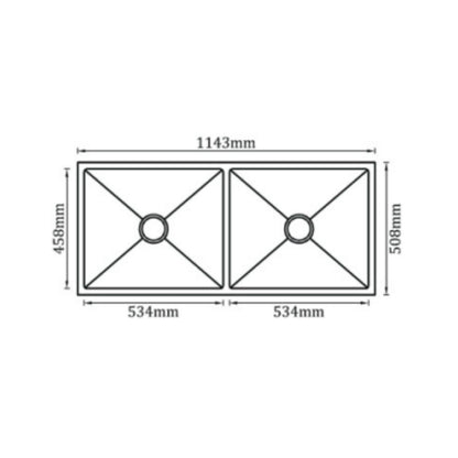 Futura Stainless Steel Sink Hand Carved Series DOUBLE BOWL FS 4520 DB HM ( 45 x 20 inches ) - Brush
