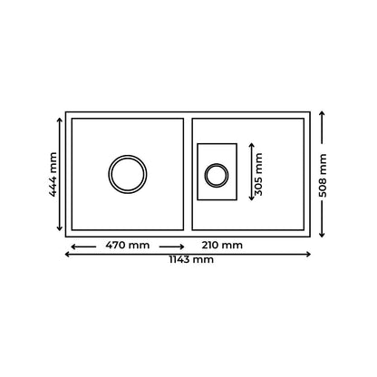Futura Stainless Steel Sink Hand Carved Series 1.5 BOWL FS 4520 HM ( 45 x 20 inches ) - Brush