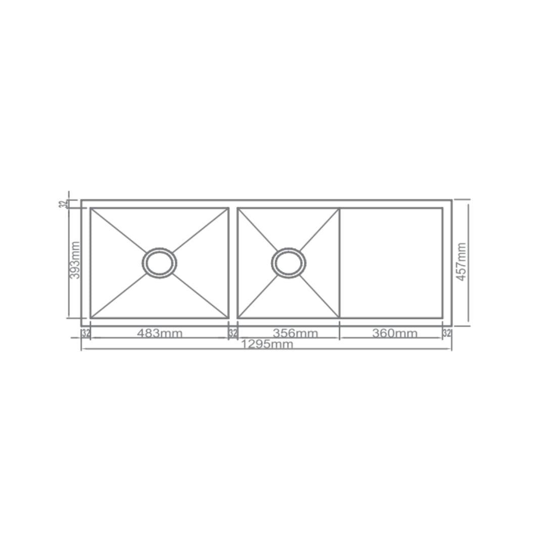 Futura Stainless Steel Sink Hand Carved Series DOUBLE BOWL FS 5118 HM ( 51 x 18 inches ) - Brush