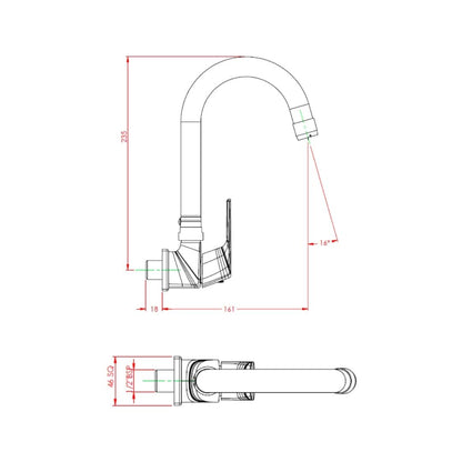 Parryware Wall Mounted Regular Kitchen Sink Tap Euclid G2321A1 with Swinging Spout in Chrome Finish